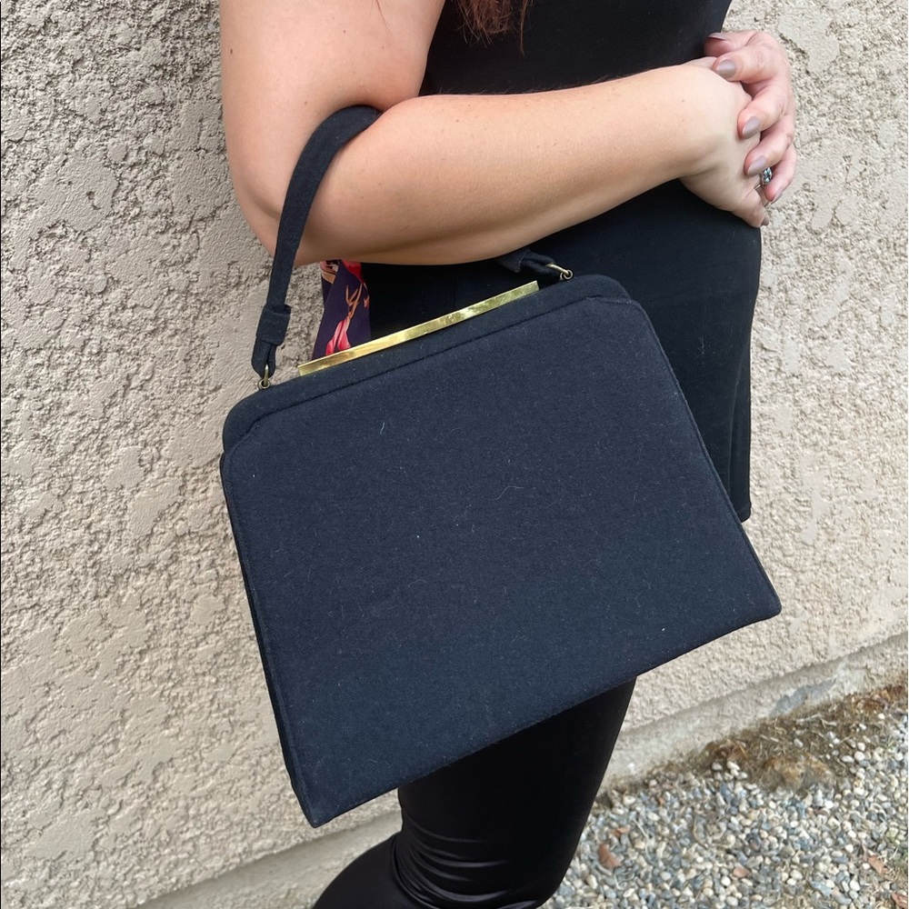 Vintage 1960s Black Handbag